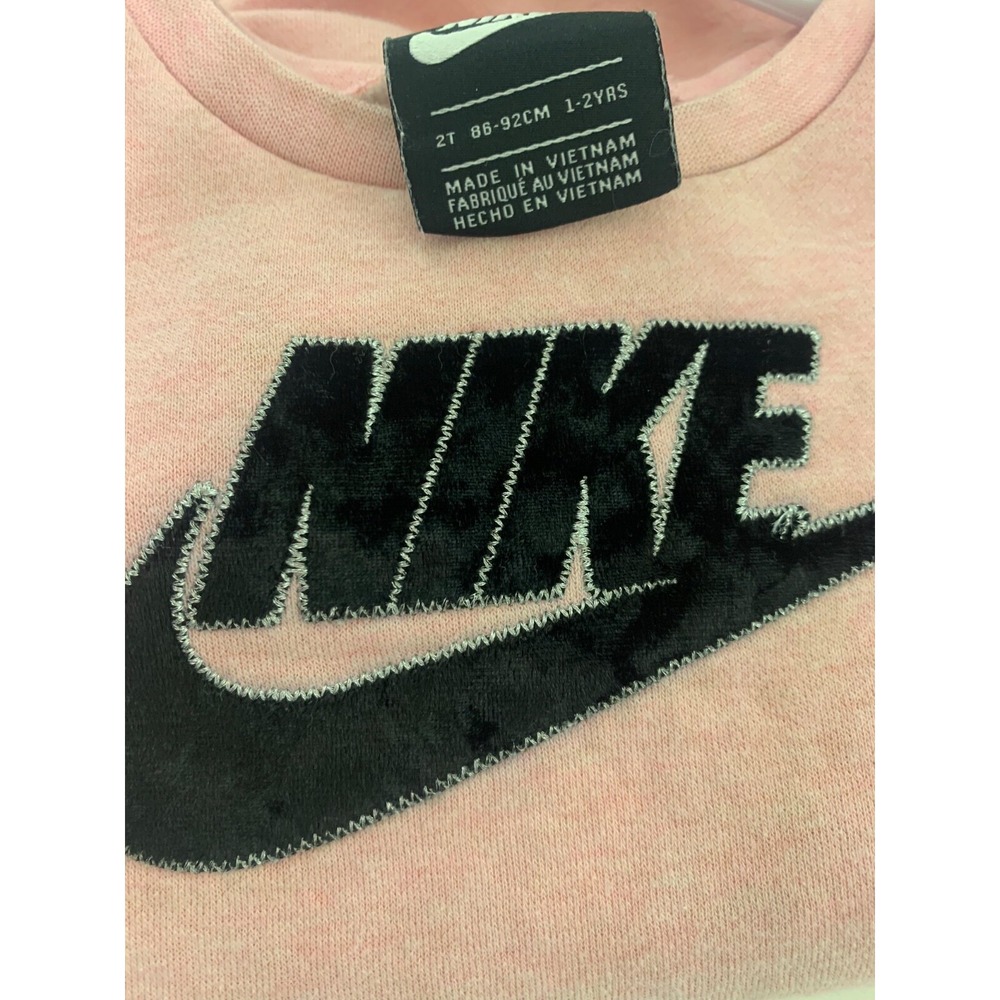 Nike Girl Size 2T Pink Logo Long Sleeve Pullover Crewneck Sweater - Picture 6 of 9